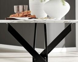 Furniturebox Novara White Marble Black Leg Round Dining Table & 4 Calla Black Leg Chairs, Velvet/Metal/Engineered Wood in Grey - Size: 56x84x61 cm - thumbnail 6