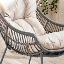 Tahiti Grey Rattan Garden Chair with Footstool - thumbnail 2