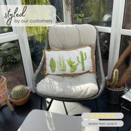Furniturebox Tahiti Grey Garden Chair with Footstool, Rattan in Grey/Cream - Size: 71x92x78 cm - thumbnail 5