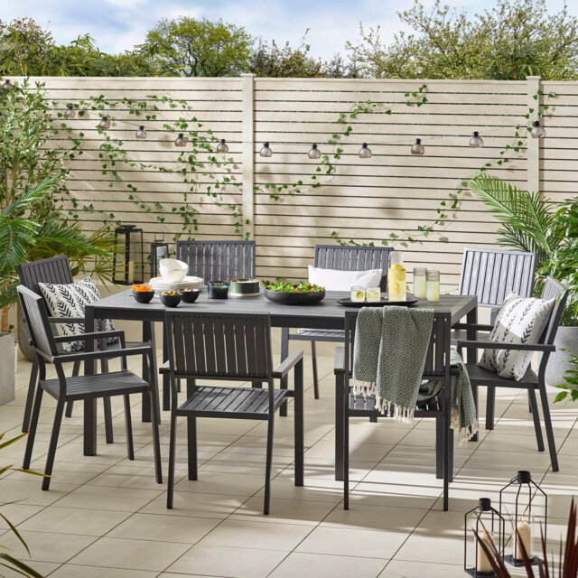 Dubai Grey Polywood 8 Seat Garden Dining Set - image 1