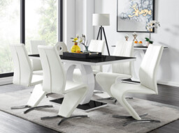 Giovani High Gloss And Glass Dining Table And 6 Willow Chairs Set - thumbnail 3