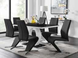 Giovani High Gloss And Glass Dining Table And 6 Willow Chairs Set
