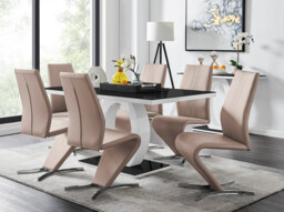 Giovani High Gloss And Glass Dining Table And 6 Willow Chairs Set - thumbnail 2