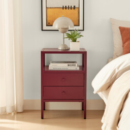 Lykke Plum Purple Metal Storage Bedside Table - thumbnail 2