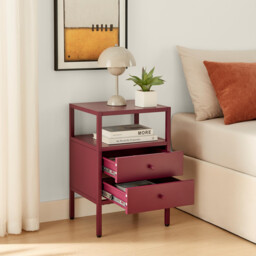 Lykke Plum Purple Metal Storage Bedside Table - thumbnail 3