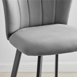 2x Juniper Grey Velvet Counter Stools Black Legs - thumbnail 3