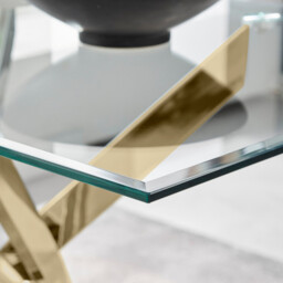 Leonardo 6 Gold Dining Table and 6 Pesaro Gold Leg Chairs - thumbnail 3