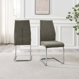 2x Lorenzo Grey Fabric Dining Chairs Silver Legs - thumbnail 4