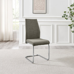 2x Lorenzo Grey Fabric Dining Chairs Silver Legs - thumbnail 2