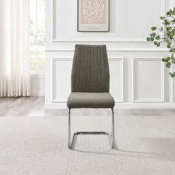 2x Lorenzo Grey Fabric Dining Chairs Silver Legs - thumbnail 3