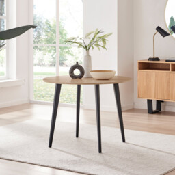 Koko Oak Effect Round Dining Table & 4 Calla Black Leg Chairs - thumbnail 2