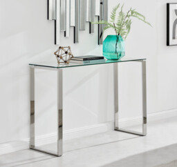 Miami Chrome Metal And Glass Console Coffee End Side Table Set - thumbnail 4