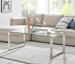 Miami Chrome Metal And Glass Console Coffee End Side Table Set - thumbnail 3