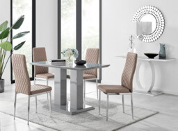 Imperia 4 Modern Grey High Gloss Dining Table And 4 Modern Milan Chairs Set - thumbnail 4