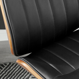 Parker Black Faux Leather and Wood Swivel Office Chair - thumbnail 2