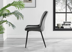 2x Nora Dark Grey Velvet Dining Chairs Black Legs - thumbnail 4