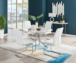 Novara White Marble 120cm Round Dining Table & 4 Lorenzo Chairs - thumbnail 4