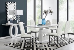 Arezzo Large Extending Dining Table and 6 Milan Black Leg Chairs