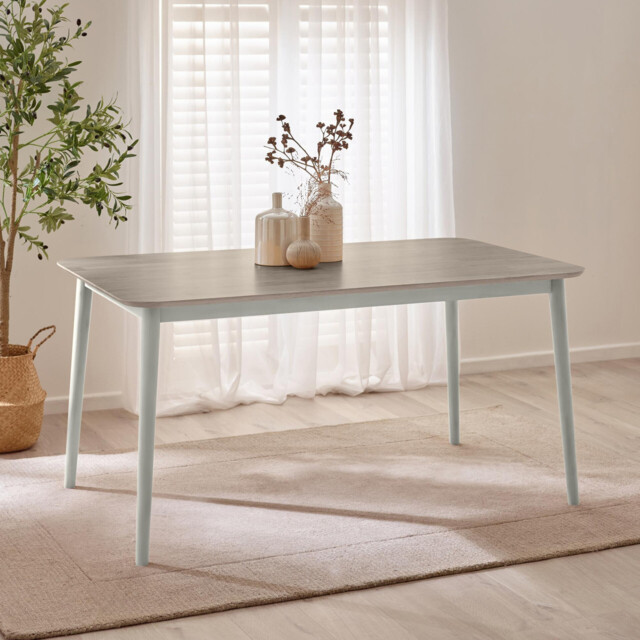 Lynton Rectangular White & Grey Wood 6 Seater Dining Table - image 1