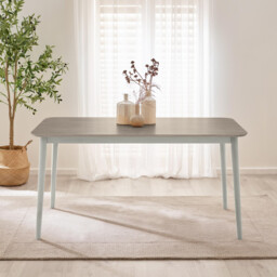 Lynton Rectangular White & Grey Wood 6 Seater Dining Table - thumbnail 2