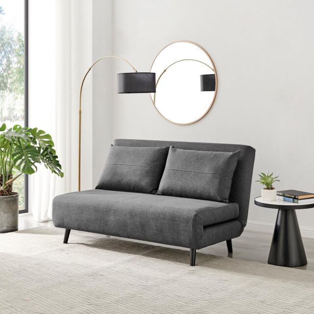 Bobby Dark Grey Fabric Double Folding Sofa Bed - image 1