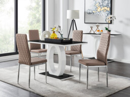 Giovani Black White High Gloss Glass Dining Table and 4 Milan Chairs Set - thumbnail 4