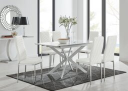 Lira 120 Extending Dining Table and 6 Milan Chrome Leg Chairs - thumbnail 1