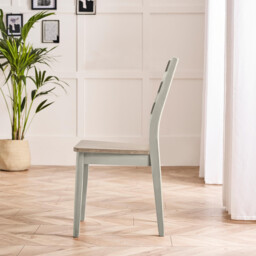2x Lynton Whitewash & Light Grey Wooden Dining Chairs - thumbnail 4