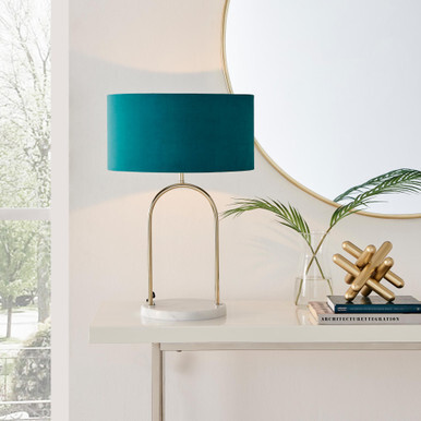 Danielle Teal and Marble Table Lamp - image 1