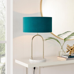 Danielle Teal and Marble Table Lamp - thumbnail 2