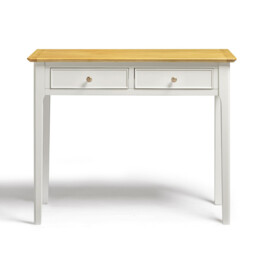Belle 2 Drawer Solid Oak Wood and Cream Console Table - thumbnail 3