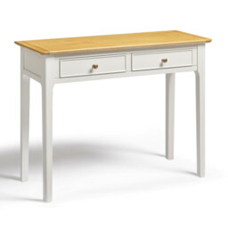 Belle 2 Drawer Solid Oak Wood and Cream Console Table - thumbnail 2