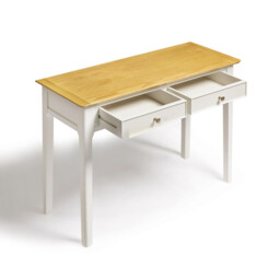 Belle 2 Drawer Solid Oak Wood and Cream Console Table - thumbnail 4