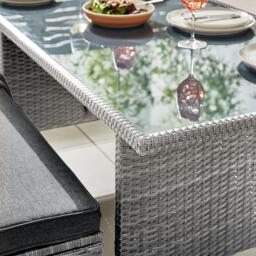 Furniturebox Marbella 9 Seat Sofa Garden Dining Set, Rattan in Grey - Size: 176x73x168 cm - thumbnail 4