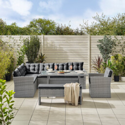 Marbella Grey Rattan 9 Seat Sofa Garden Dining Set - thumbnail 2