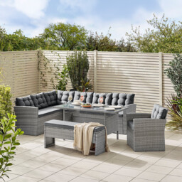 Marbella Grey Rattan 9 Seat Sofa Garden Dining Set - thumbnail 1