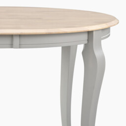 Newport Oval Whitewash & Light Grey Wood 6 Seater Dining Table - thumbnail 4