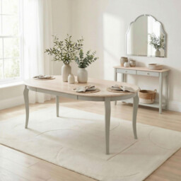 Newport Oval Whitewash & Light Grey Wood 6 Seater Dining Table - thumbnail 1