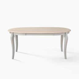 Newport Oval Whitewash & Light Grey Wood 6 Seater Dining Table - thumbnail 3