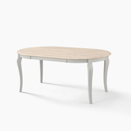 Newport Oval Whitewash & Light Grey Wood 6 Seater Dining Table - thumbnail 2