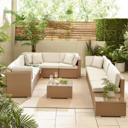 Orlando Beige Rattan & Cream 10 Seat Modular Garden Sofa - thumbnail 3