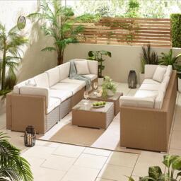 Furniturebox Orlando Beige & Cream 10 Seat Modular Garden Sofa, Rattan in Beige/Cream - Size: 72x75x72 cm - thumbnail 5