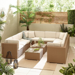 Orlando Beige Rattan & Cream 10 Seat Modular Garden Sofa - thumbnail 4