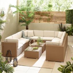 Furniturebox Orlando Beige & Cream 10 Seat Modular Garden Sofa, Rattan in Beige/Cream - Size: 72x75x72 cm - thumbnail 4