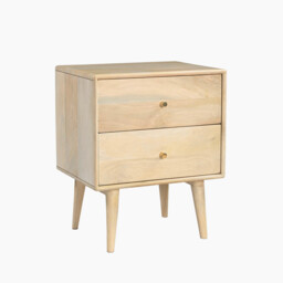 Ontario 2 Drawer Rectangle White Oak Wood Bedside Table - thumbnail 2