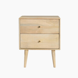 Ontario 2 Drawer Rectangle White Oak Wood Bedside Table - thumbnail 3