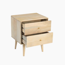 Ontario 2 Drawer Rectangle White Oak Wood Bedside Table - thumbnail 4
