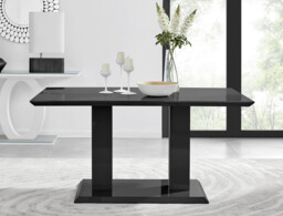 Imperia Rectangular Black High Gloss 6 Seater Dining Table - thumbnail 2