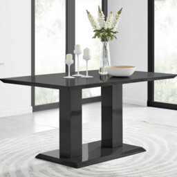 Imperia Rectangular Black High Gloss 6 Seater Dining Table - thumbnail 1