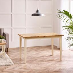 Furniturebox Salcombe Rectangular Oak and Cream Extending 6 Seater Dining Table, Solid Wood in Oak/Cream - Size: 80x74x150 cm - thumbnail 9